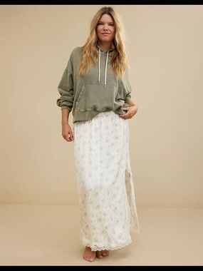 Aerie Floral Lace-Trim Midi Skirt - Size Small - NWT